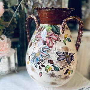 Antique 19th century Moore large clematis flowers floral vase